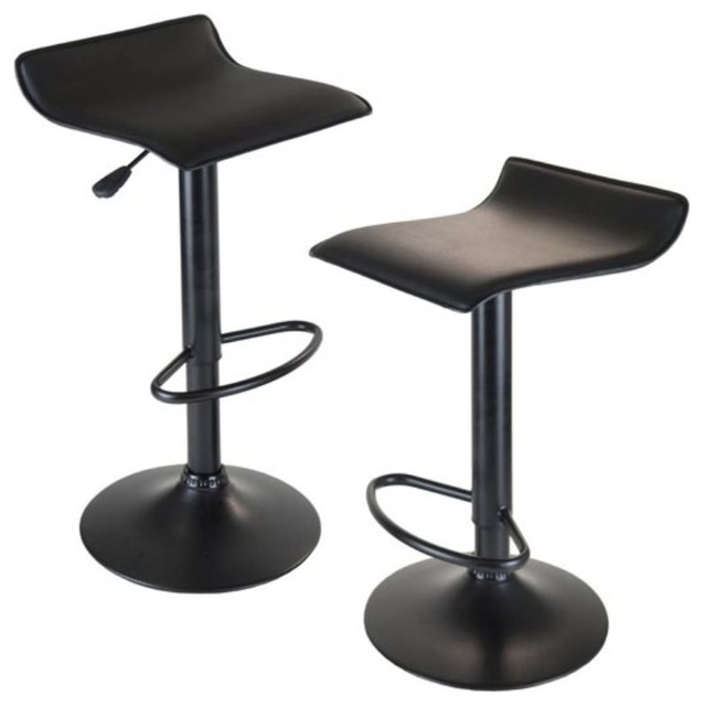 Winsome Wood 20239 Obsidian Airlift Stool Swivel Backless Black Seat Adjule Swivel Air Lift Stools Backless Black Pvc Seat Set Of 2