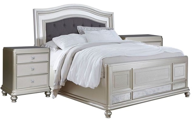 Ashley Coralayne 4 Piece Panel Bedroom Set Silver King