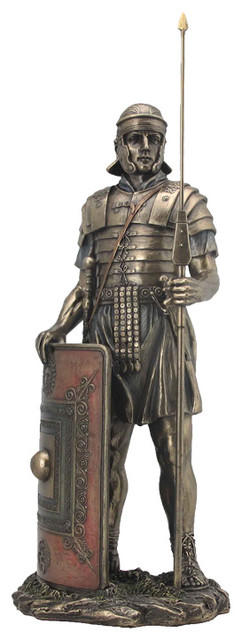 Roman Soldier With Javelin and Shield Statue