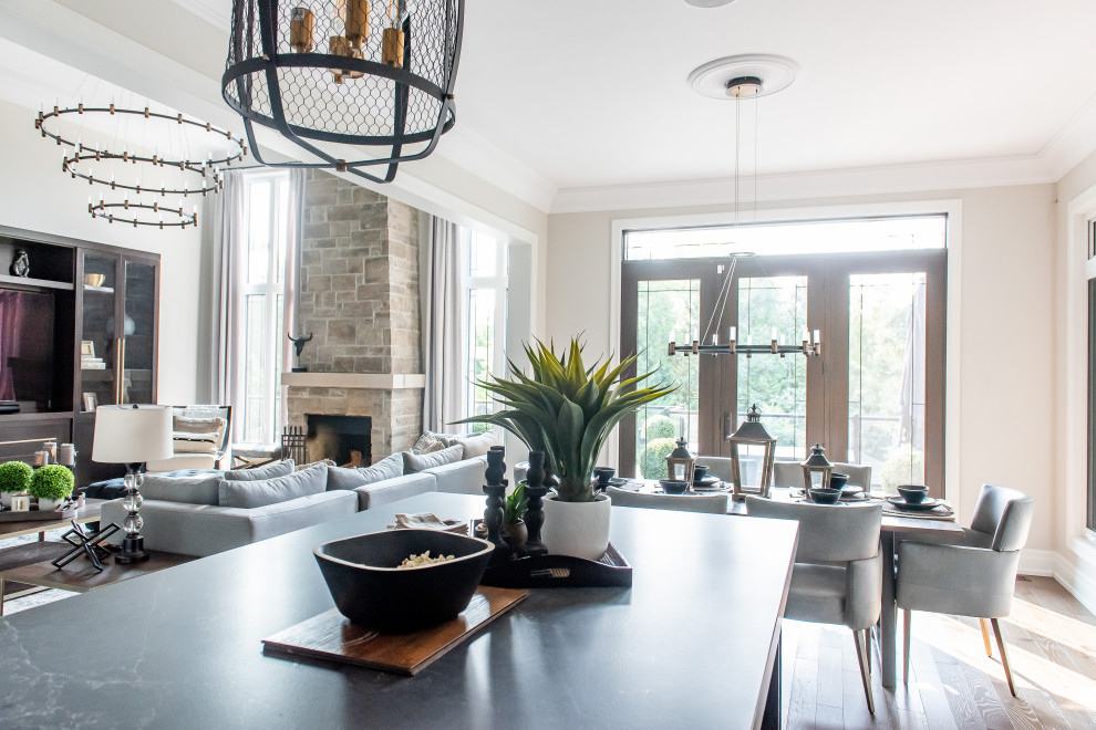 Example of a transitional home design design in Toronto