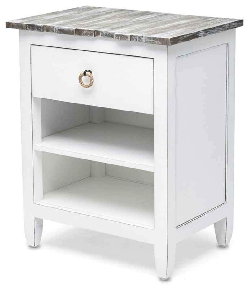 Sea Winds Picket Fence 1-Drawer Nightstand Grey Finish - Beach Style ...