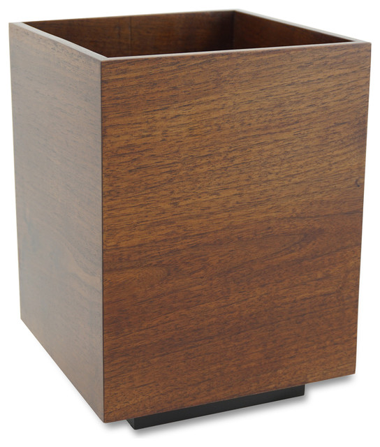 Natural Bamboo Wooden Waste Basket Set with Small and Large Trash Bin