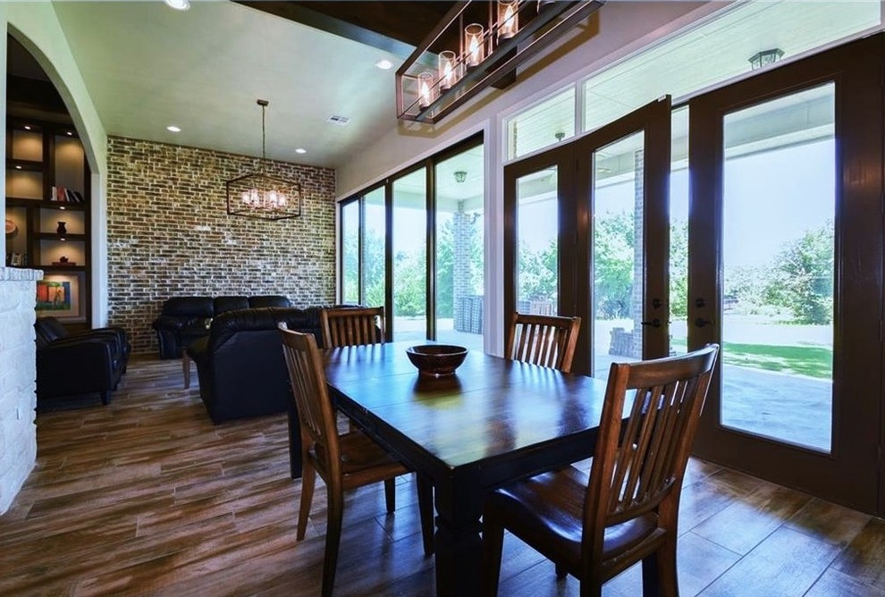 Design ideas for a large modern open plan dining in Oklahoma City.