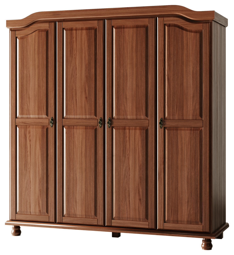 100 Solid Wood Kyle 4Door Wardrobe Traditional Armoires And