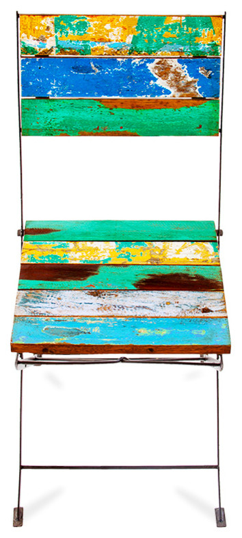 Teak Reclaimed Wood Folding Chairs, Set of 2