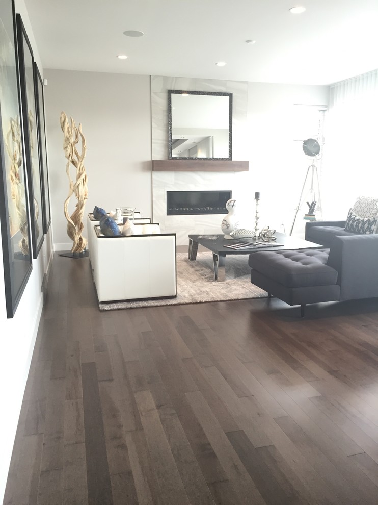 Smoky Grey Hardwood Floor Living Room Contemporary Living