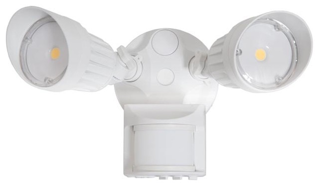 Maima 2 Head White Outdoor Led Security Light Motion Sensor Maima 2 Head White Outdoor Led Security Light Motion Sensor Photocell Contemporary Flood And Spot Lights By Maimastyle