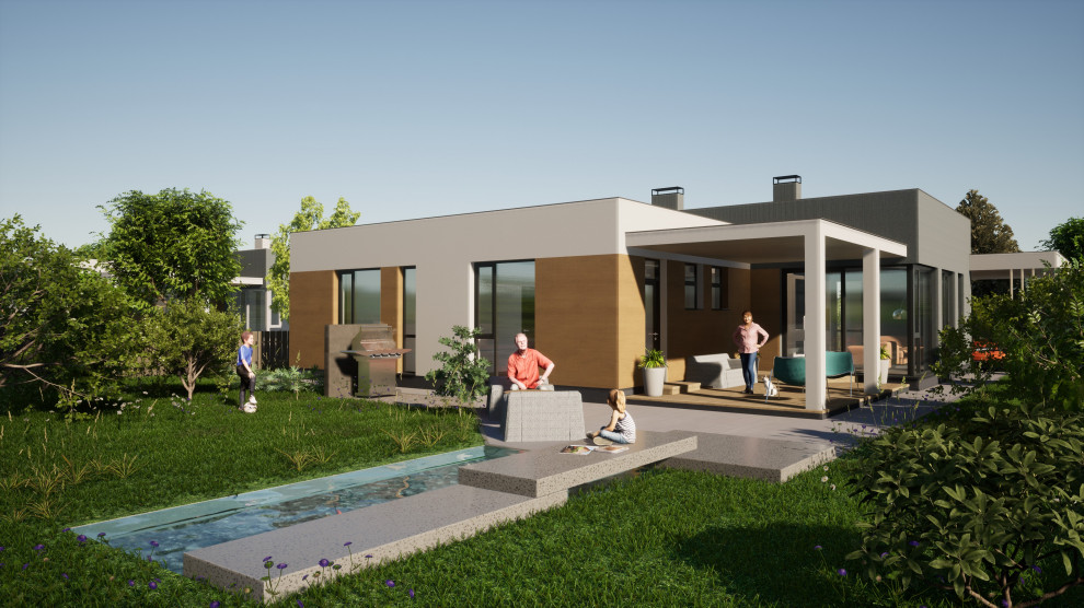 Индивидуальный жилой дом м плоской кровлей