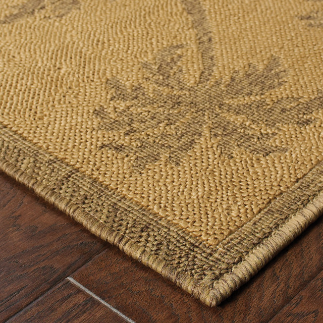 Lanai 606M7 Tan/Beige 5'3" x 7'6" Rug, Rectangle 8'6" x 13' Tropical