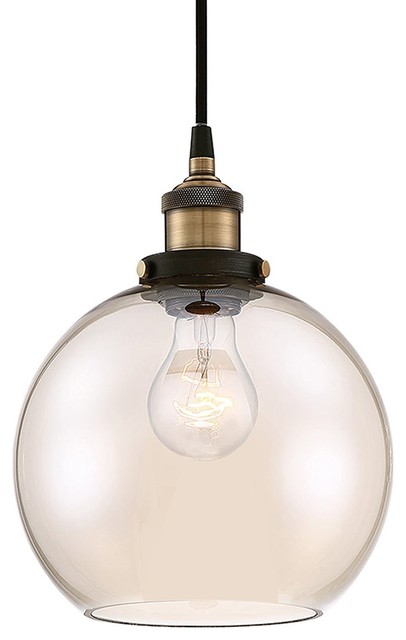 Tinted Glass Pendant Light transitional pendant light and tinted glass globe shade antique brass finish