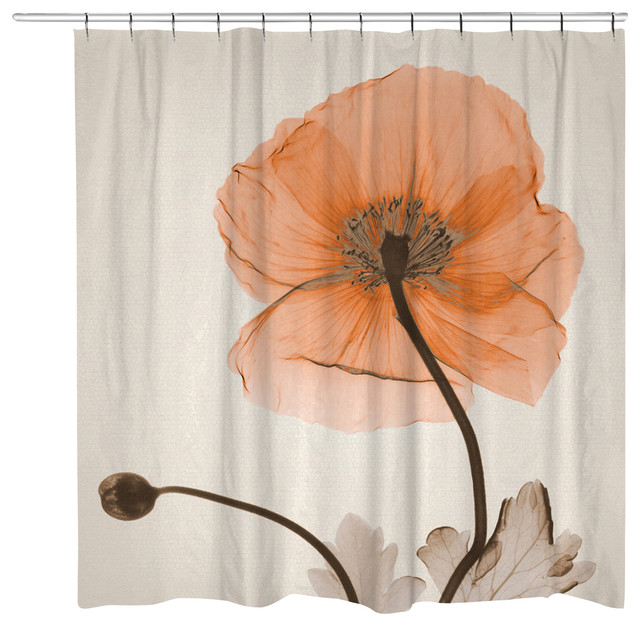 Poppy Harvest Shower Curtain, Red Poppy Fabric Shower Curtain