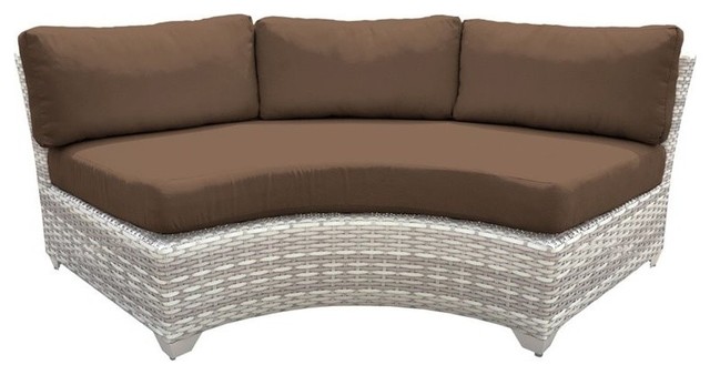 Tkc Fairmont Curved Armless Patio Sofa In Dark Brown Set Of 2
