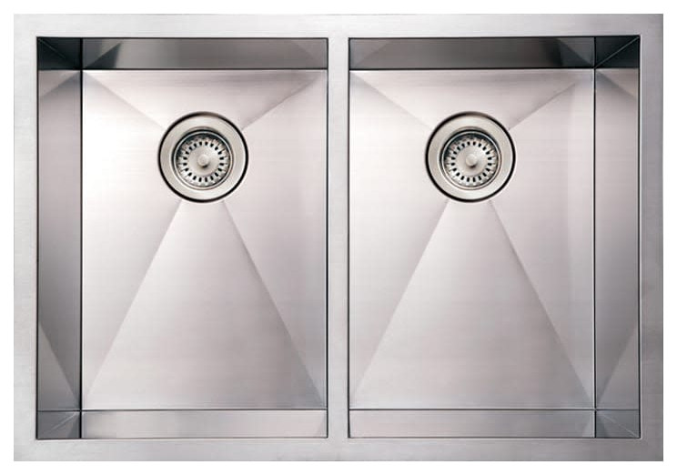 Whitehaus WHNCM2920EQ Commercial Double Bowl Undermount Sink - Brushed