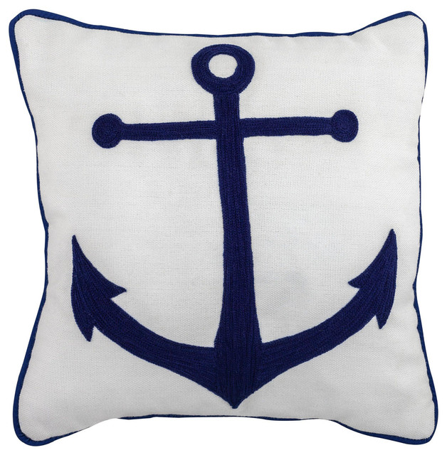 Handmade Embroidered Coastal Outdoor Pillows Beach Style Cushions And By Divine Home Handmade Embroidered Coastal Outdoor, Outdoor Anchor Pillow
