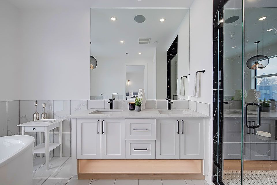 Transitional home design photo in Calgary