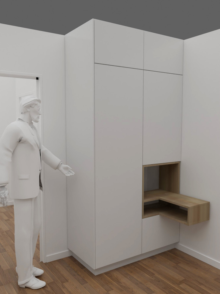 Источник вдохновения для домашнего уюта: спальня в белых тонах с отделкой деревом в современном стиле с белыми стенами