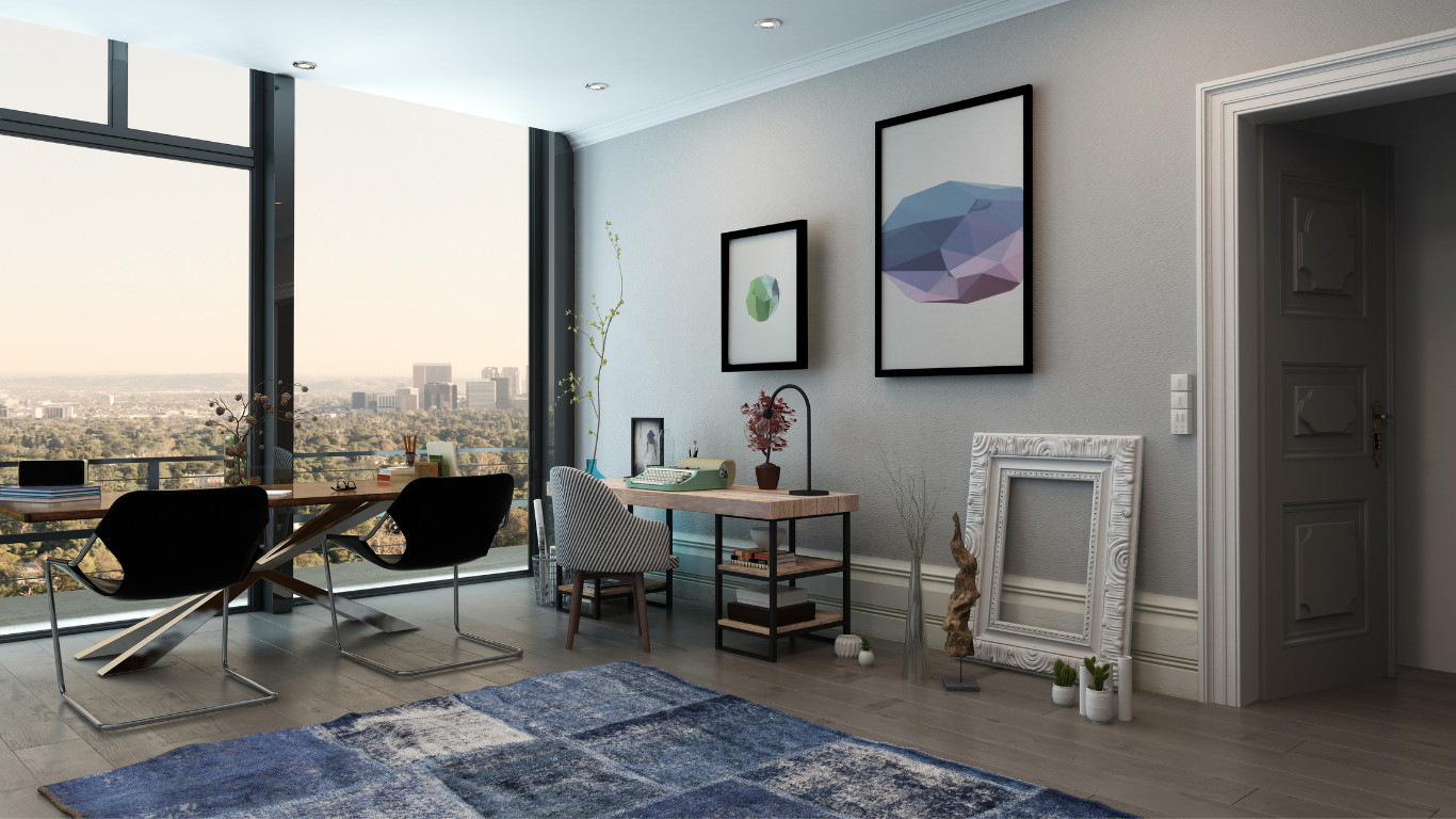 Eclectic Modern Home Office Design in Hampshire