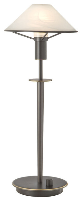 Halogen Table Lamp, Base: Hand-Brushed Old Bronze, Glass: Alabaster White