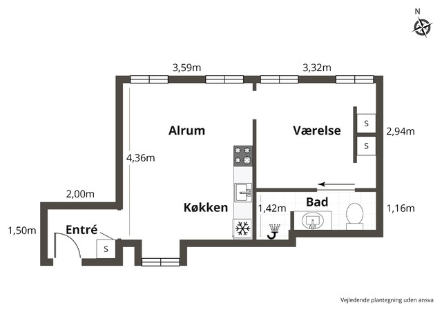 Boh&eacute;me lejlighed scandinavian-floor-plan