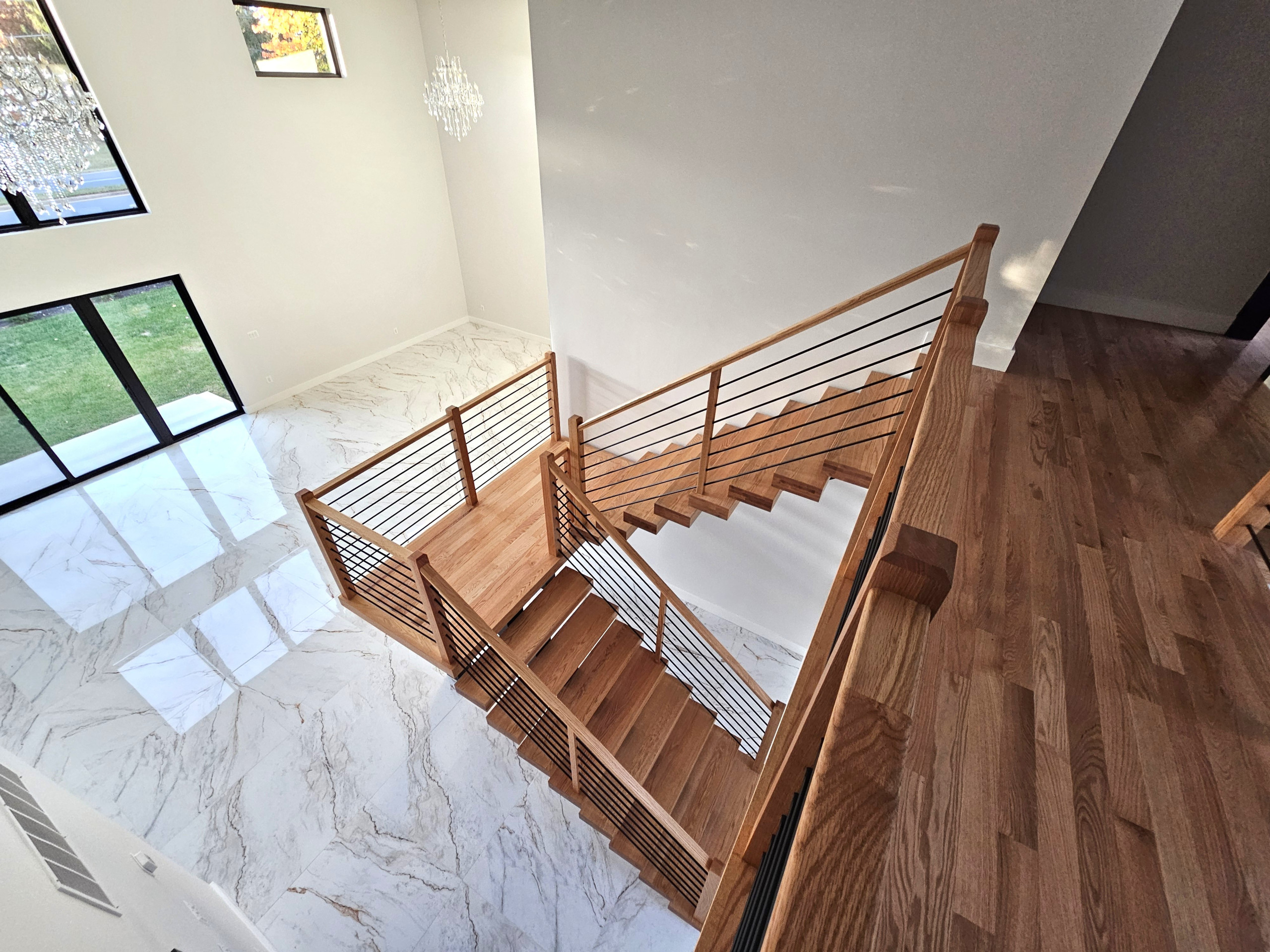 143_Modern Floating Red Oak and Metal Staircase, Sterling, VA
