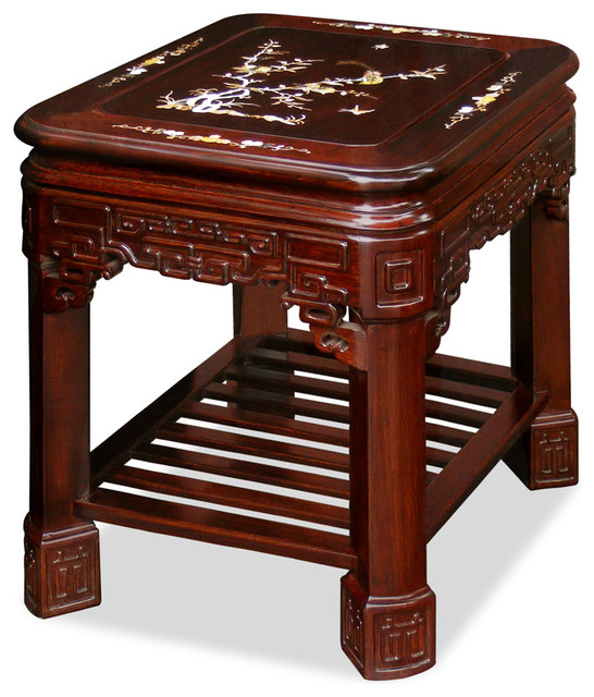 Rosewood Imperial Lamp Table With Pearl Inlay Design Asian Side