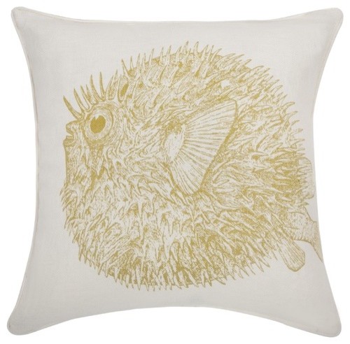 Sea Life Puffer fish Pillow in Corn