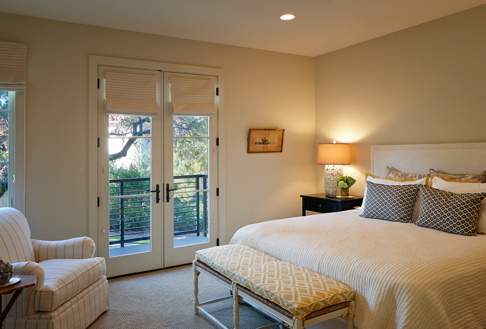 Design ideas for a transitional bedroom in Austin.