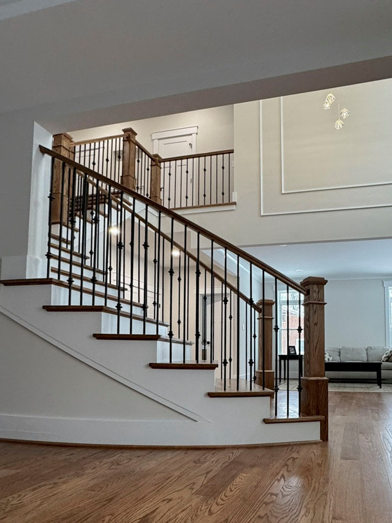 117_Distinct Oak Staircase with Iron Balusters & Oak Rail Profile, Chantilly VA