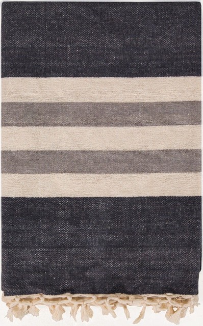 Surya Striped Troy Throw, Charcoal, 50"x70"