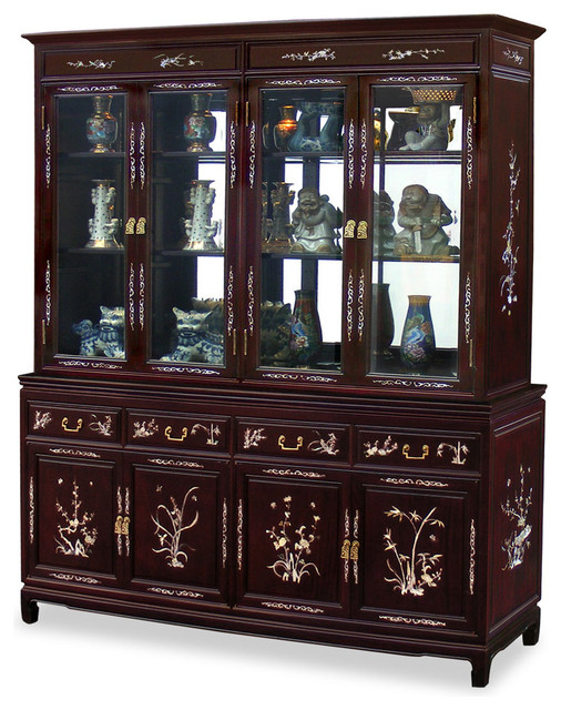 72" rosewood mother of pearl inlay china cabinet