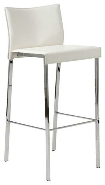 Euro Style Riley-B Bar Chairs, White, Set of 2