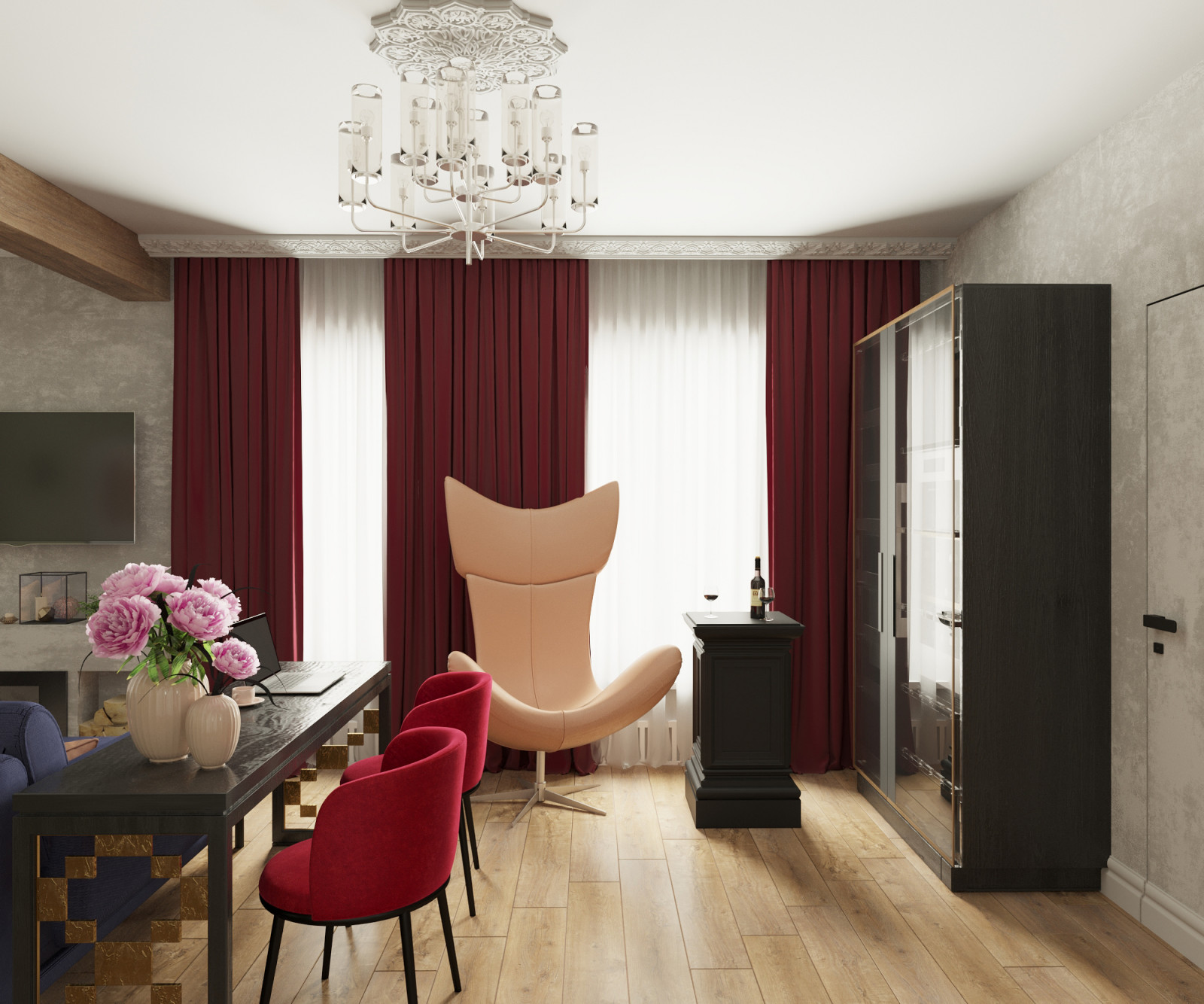 Прихожая и Гостиная в загородном доме