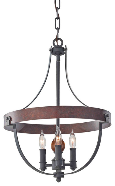 Alston Af Charcoal Brick and Acorn 21-Inch Three Light Chandelier