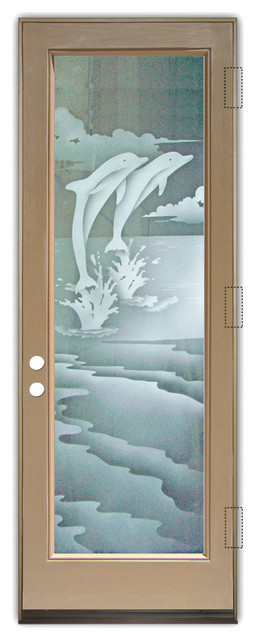 Gl Front Entry Door Sans Soucie Art Dolphins Leaping 2d Front Entry Door Sans Soucie Art Gl
