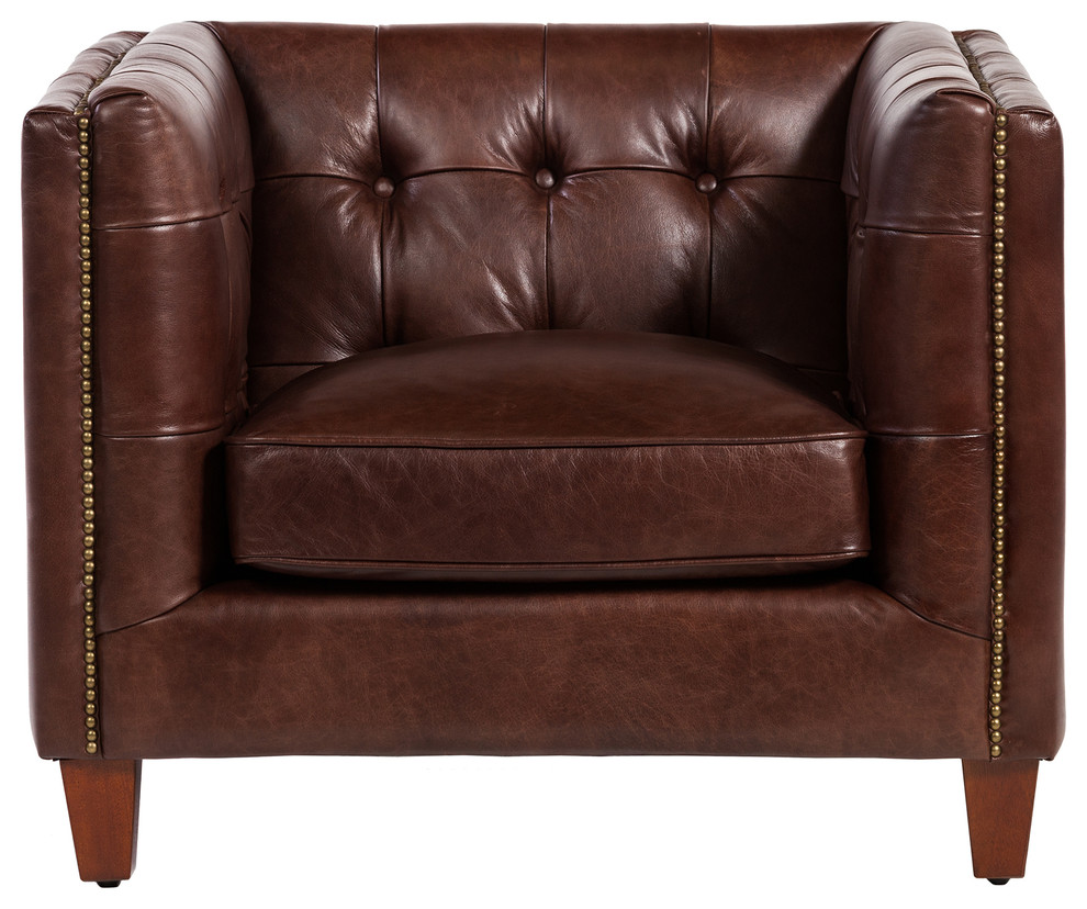 Cape Town Club Chair, Antique Brown Leather
