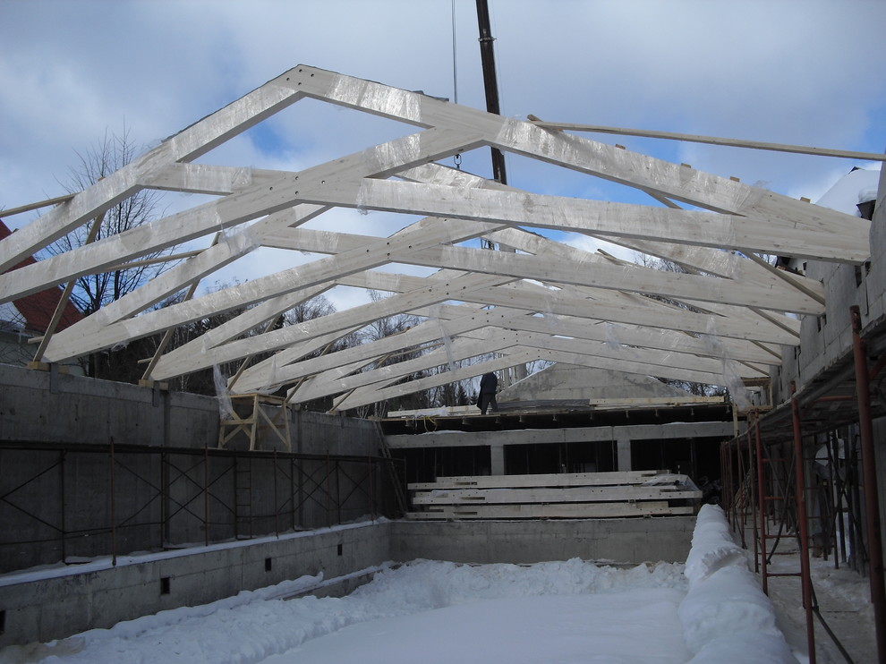 Кровля над бассейном (фермы ножницы)