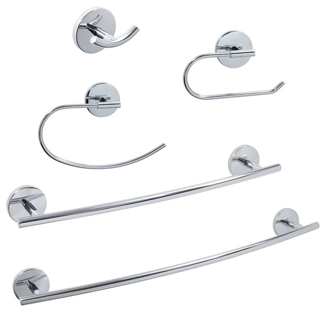 Dyconn Faucet Bathroom Accessories Hardware 5pcs Set Polished Chrome Towel Bar Contemporary Bathroom Accessory Sets By Luxor Outlet Houzz