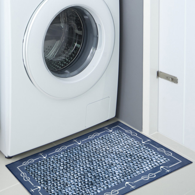 Nautica Blue Indoor Area Rug, 22"x34" Beach Style Area Rugs by Home Comfort Rugs Houzz