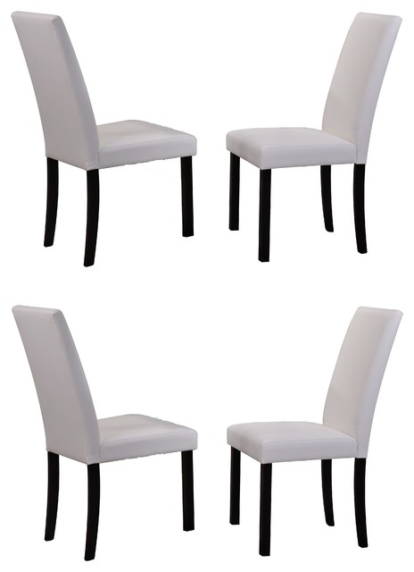 August Dining Chairs Set Of 4 Transitional By Faux Leather Parsons Chairs White Set Of 4