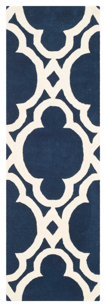 Safavieh Chatham Collection CHT762 Rug, Dark Blue/Ivory, 2'3"x7'
