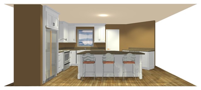 White Shaker Style kitchen transitional-rendering