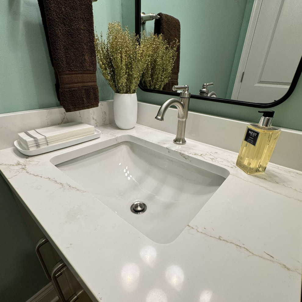 Modern Basement Bathroom with Rift-Cut Oak Vanity