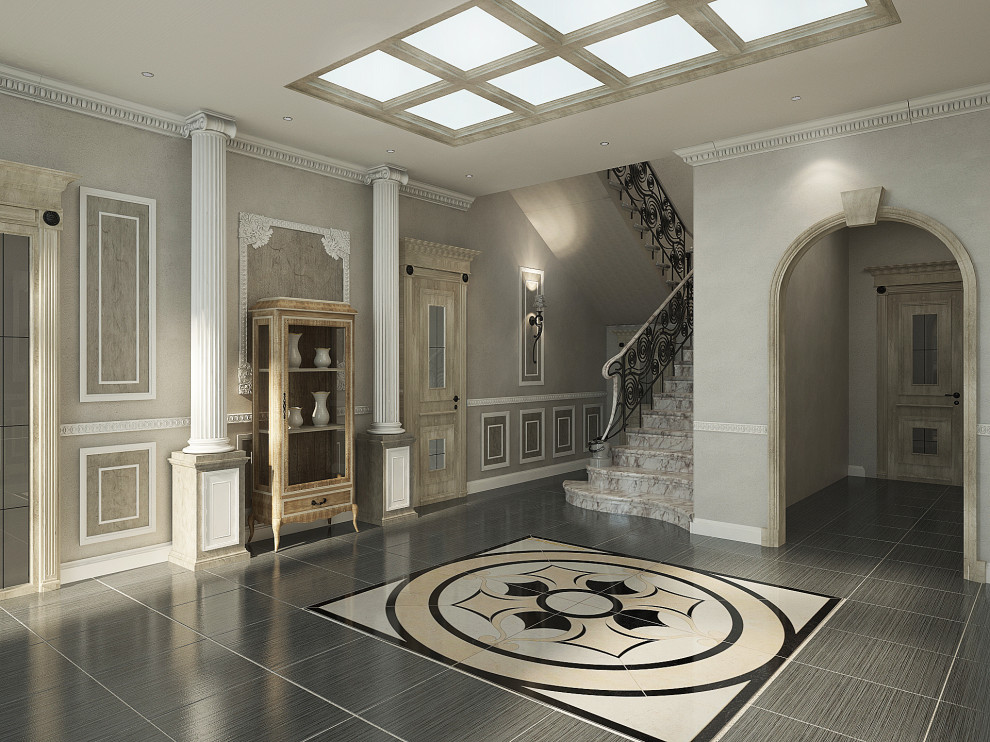 Дизайн проект дома в поселке "Милениум парк"Дизайн проект холла и лестницы