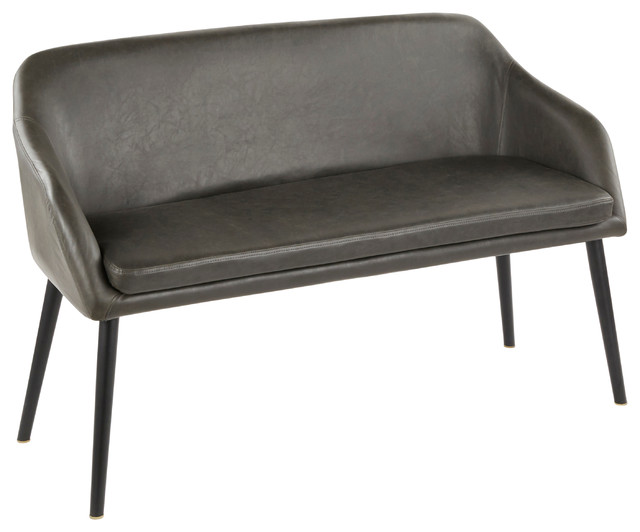 Lumisource Shelton Bench, Black Metal Legs Midcentury Dining