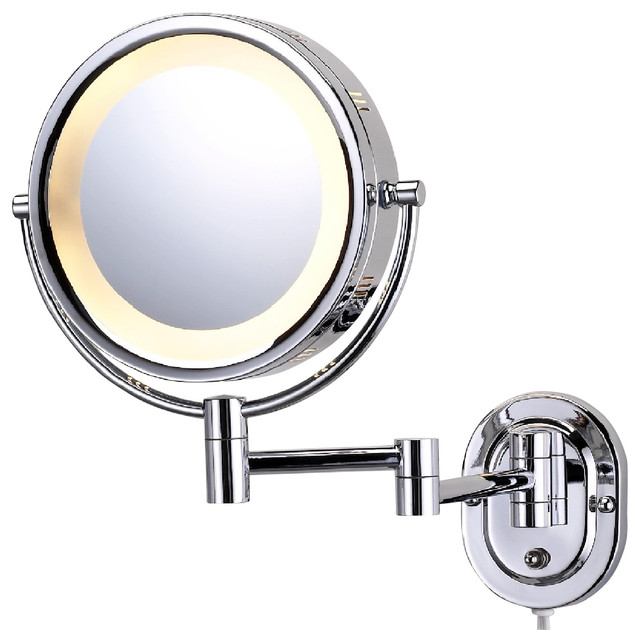 Modern Wall Mounted Chrome MakeUp Mirror Contemporary Makeup