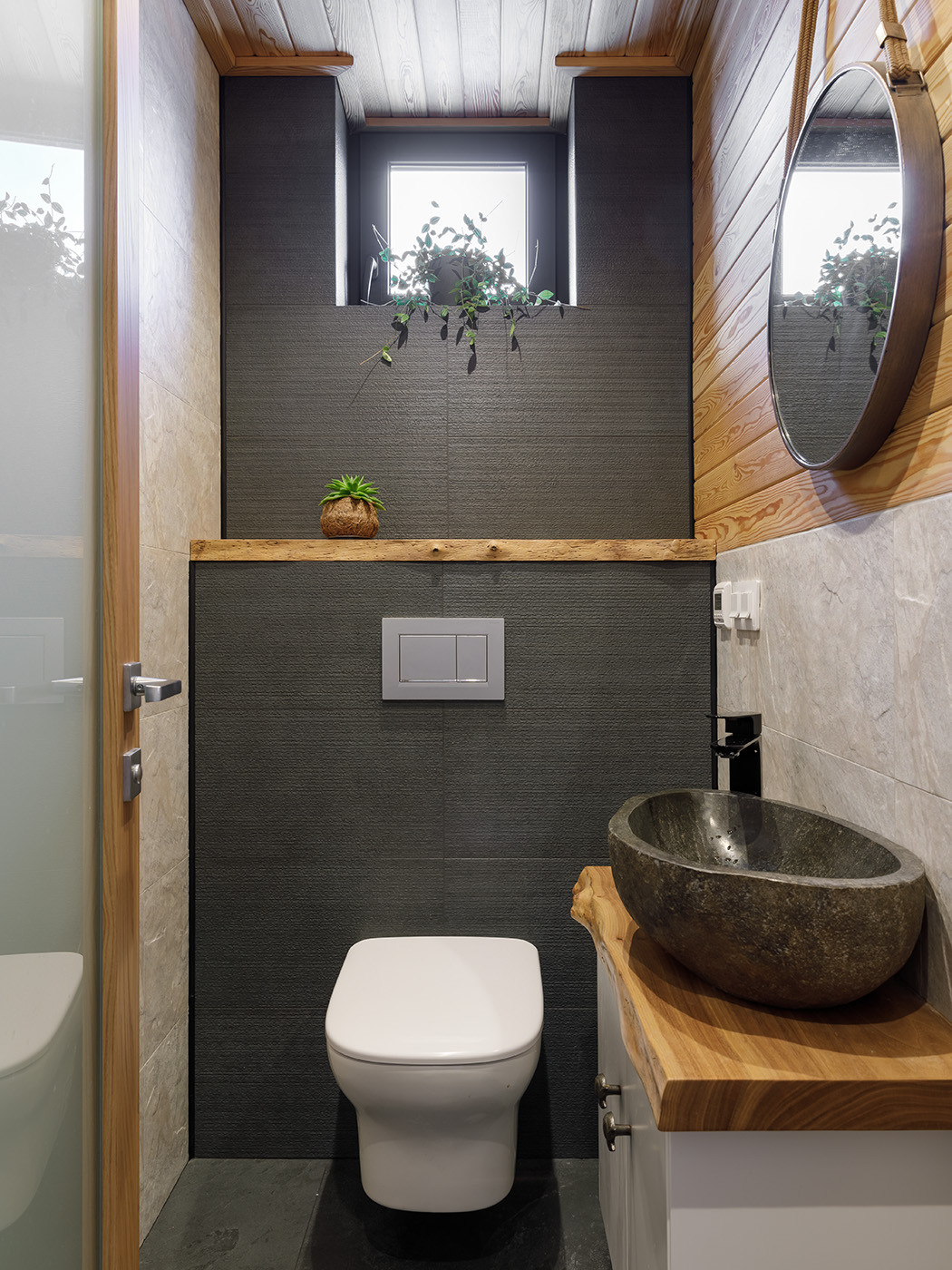 Photos et idées déco de WC et toilettes avec un plafond en lambris de bois  - Juillet 2023 | Houzz FR