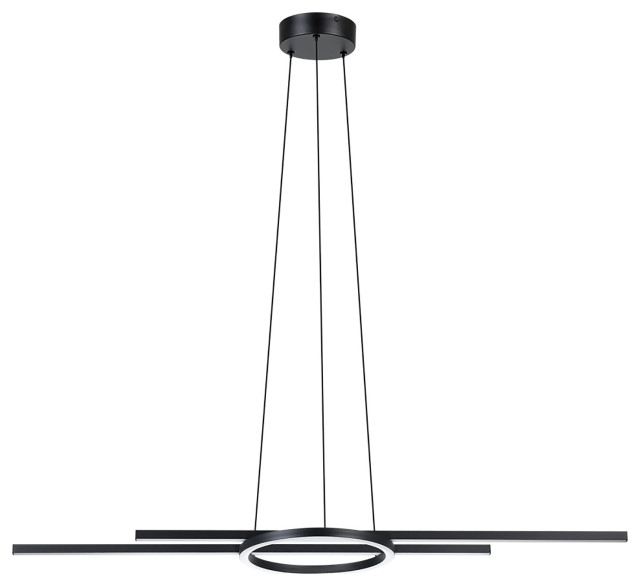 Zillerio 3-Light LED Pendant, Black Finish, White Diffusers