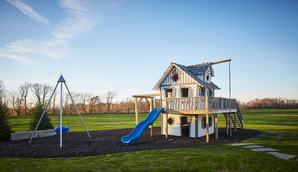 Country garden in Grand Rapids with with outdoor playset.