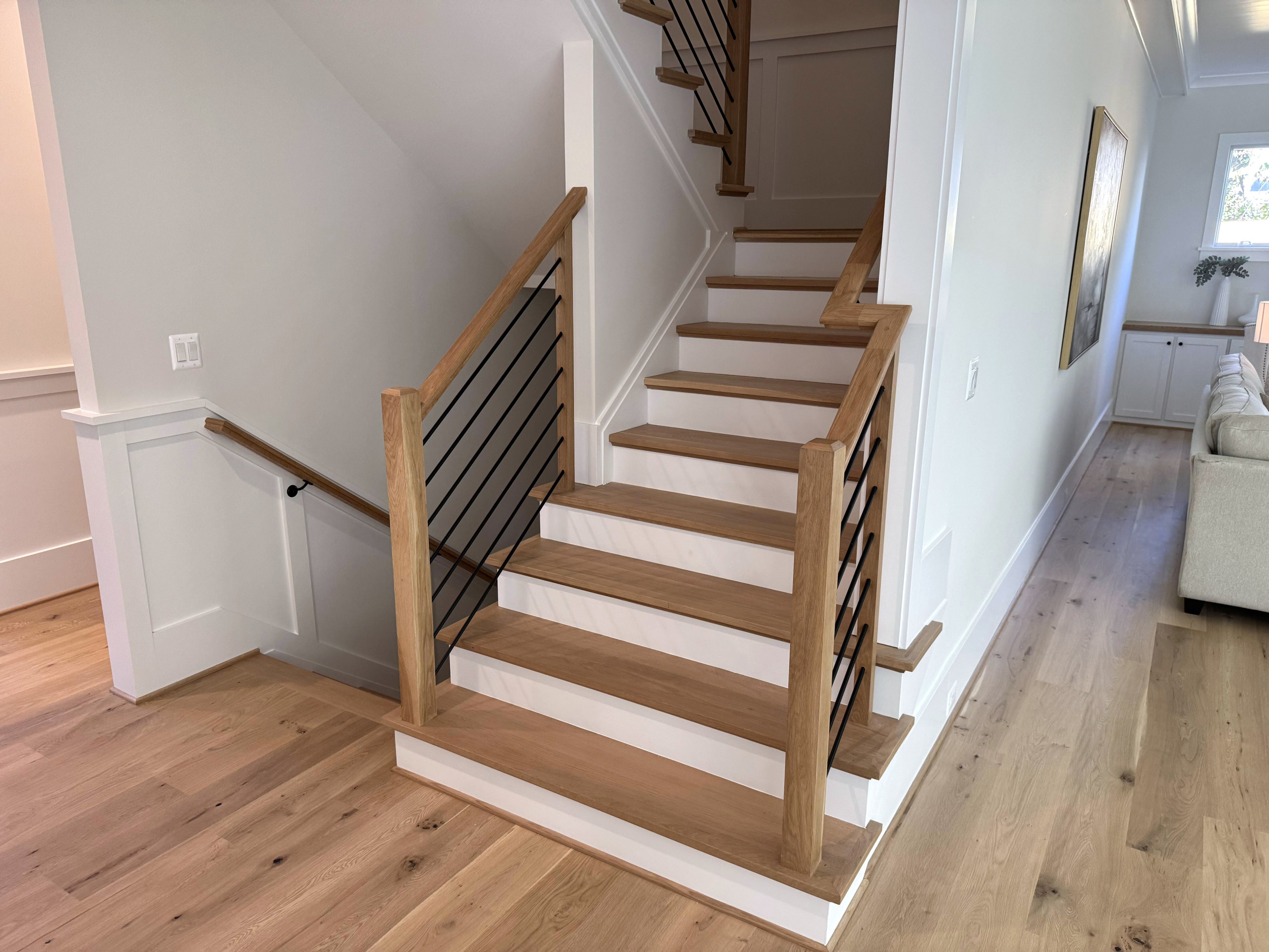 140_Modern White Oak Stair with Horizontal Bar Rail, Falls Church, VA 22043