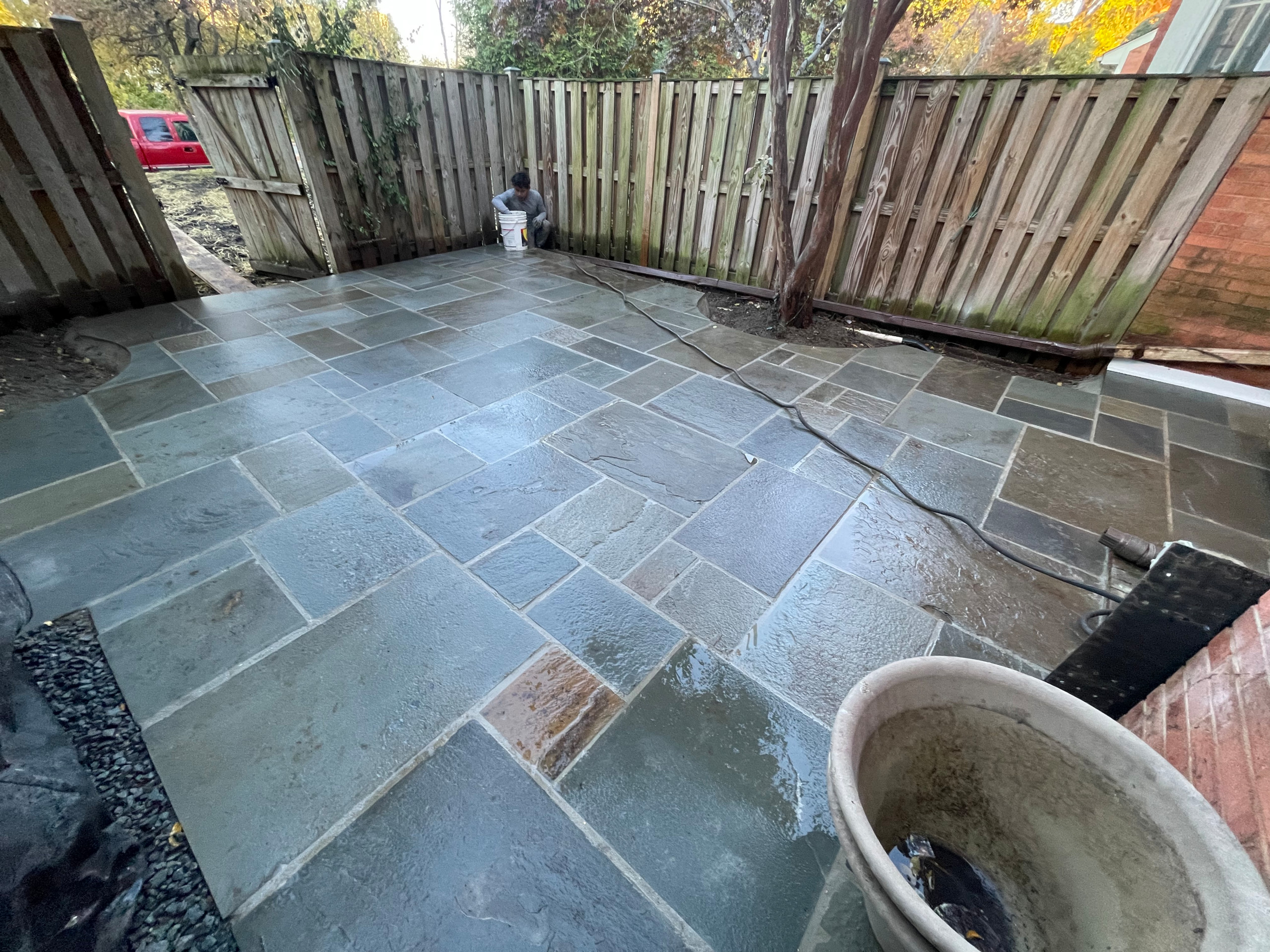 New Retaining Wall, Patio and Chimney